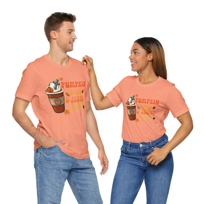 Pumpkin Spice Latte & Jesus Christ Shirt – Groovy Christian Fall Thanksgiving Tee
