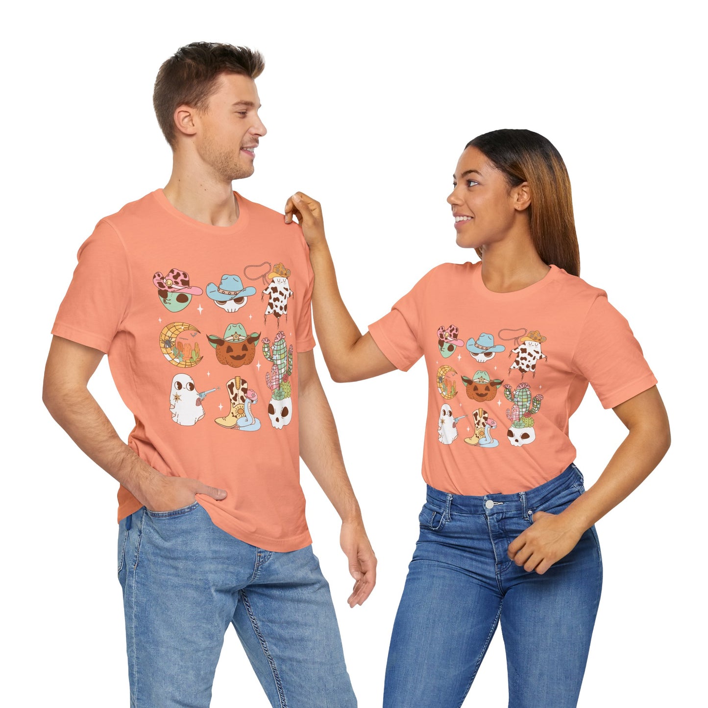 Western Halloween Cowboy Alien Rodeo Skull Spooky Ghost Kids T-Shirt