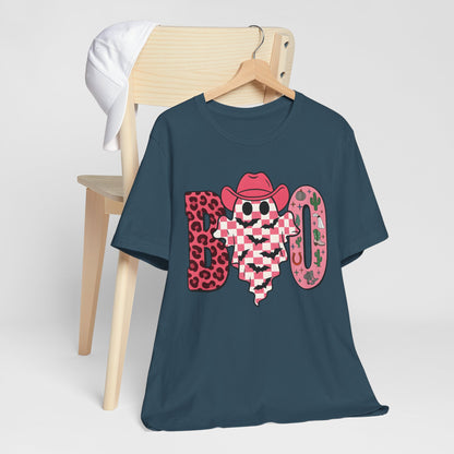Pink BOO Shirt – Western Ghost Cowgirl Hat Halloween Tee