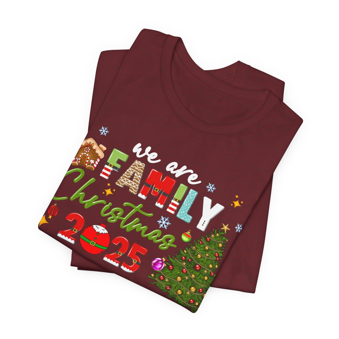 We Are Family Christmas Shirt – Matching Holiday Tee with Christmas Tree Lights