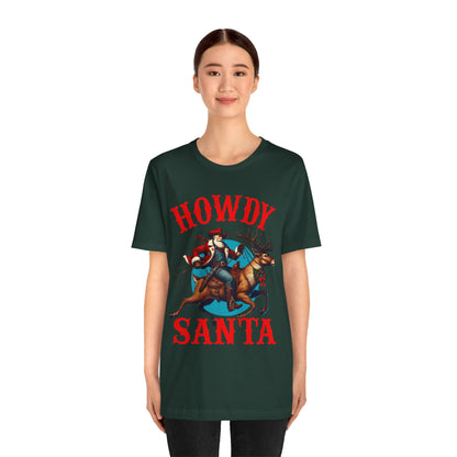 Howdy Santa Shirt – Funny Western Cowboy Riding Reindeer Christmas Rodeo Tee