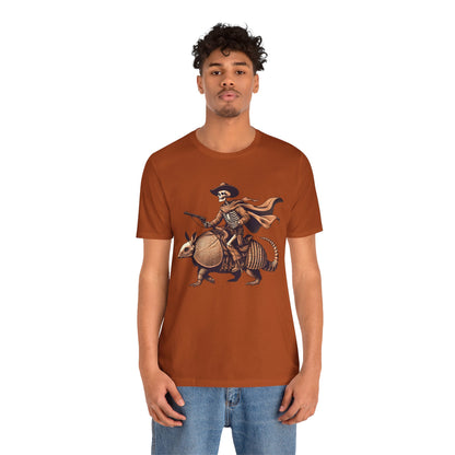 Cowboy Skeleton Riding Armadillo Shirt – Howdy Western Texas Rodeo Tee
