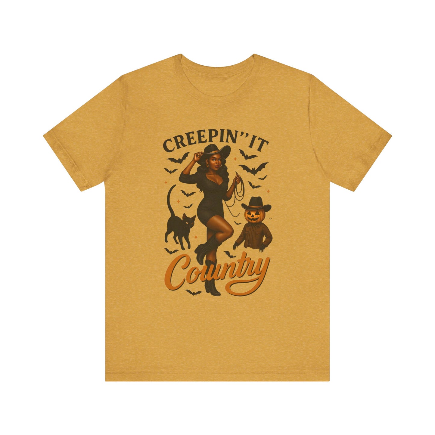 Creepin’ It Country Shirt – Spooky Cowgirl Pumpkin Western Halloween Tee