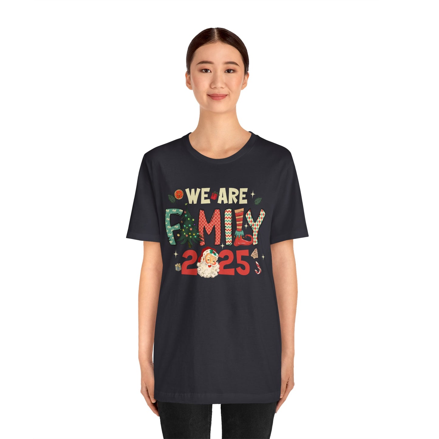 Vintage We Are Family Christmas Shirt – Retro Santa & Tree Matching Holiday Tee