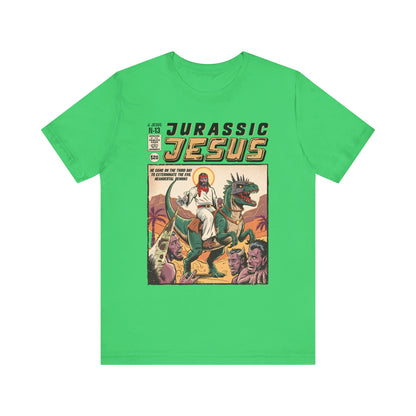Jurassic Jesus Shirt – Dino-Riding Savior Comic Book Christian Tee