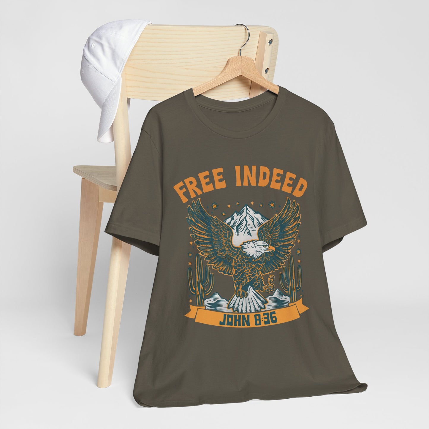 Free Indeed Shirt – Vintage John 8:36 Christian Eagle Bible Prayer Tee