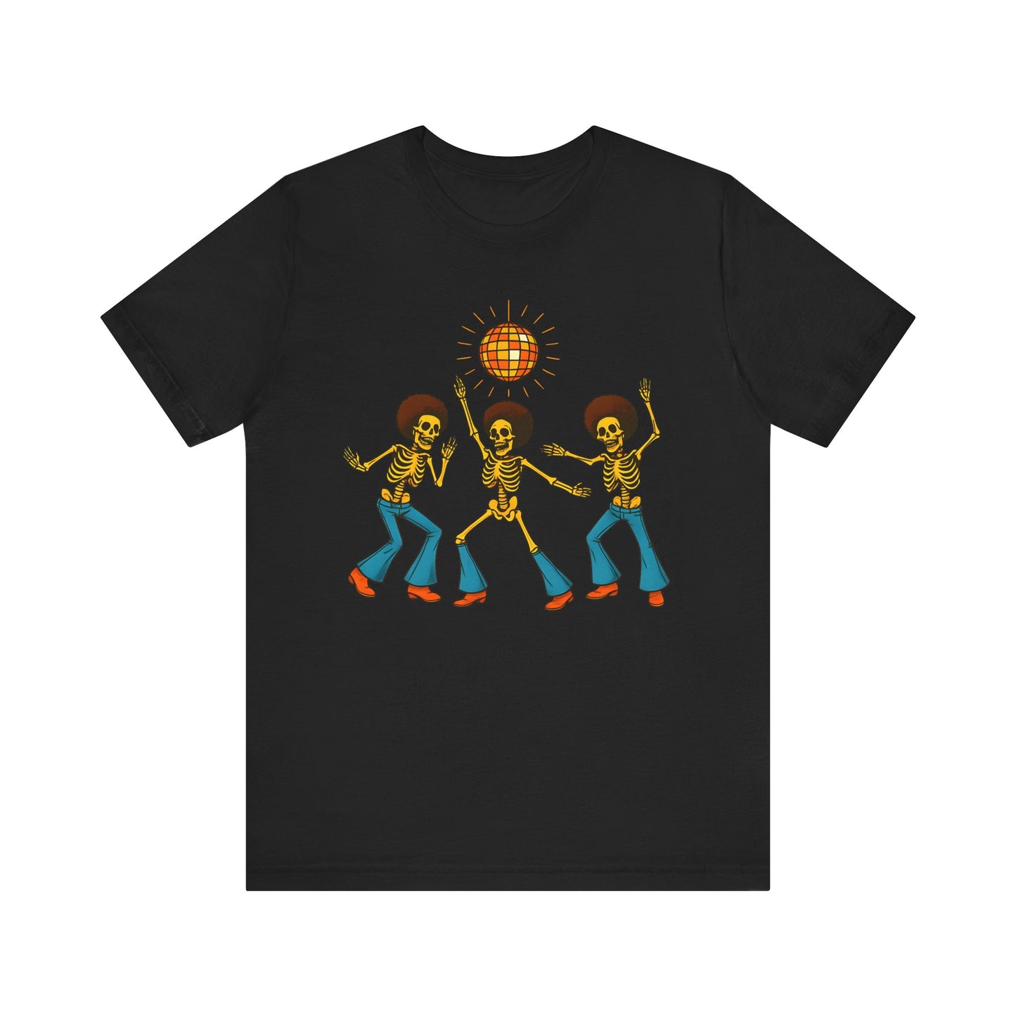 Disco Skeletons Dancing Shirt – Funny Retro 70s Halloween Party Tee