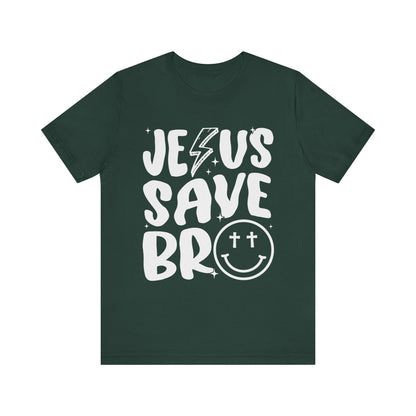 Jesus Saves Bro Shirt – Funny Retro Christian Cross Christmas Faith Tee