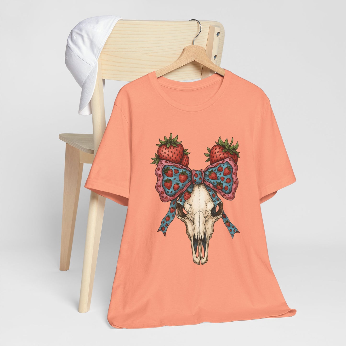 Retro Strawberry Cow Skull Shirt – Western Coquette Summer Vibes Tee