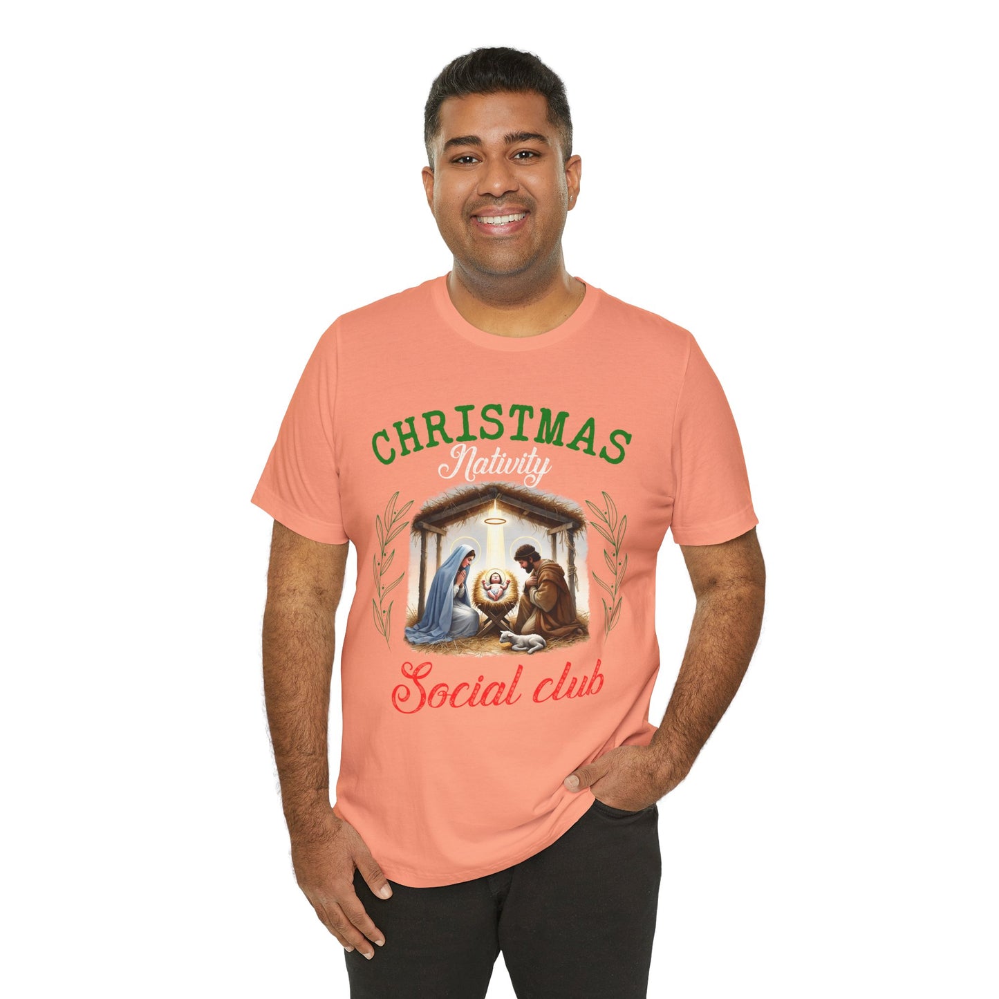 Christmas Nativity Social Club Shirt – Christian Nativity Scene Holiday Tee