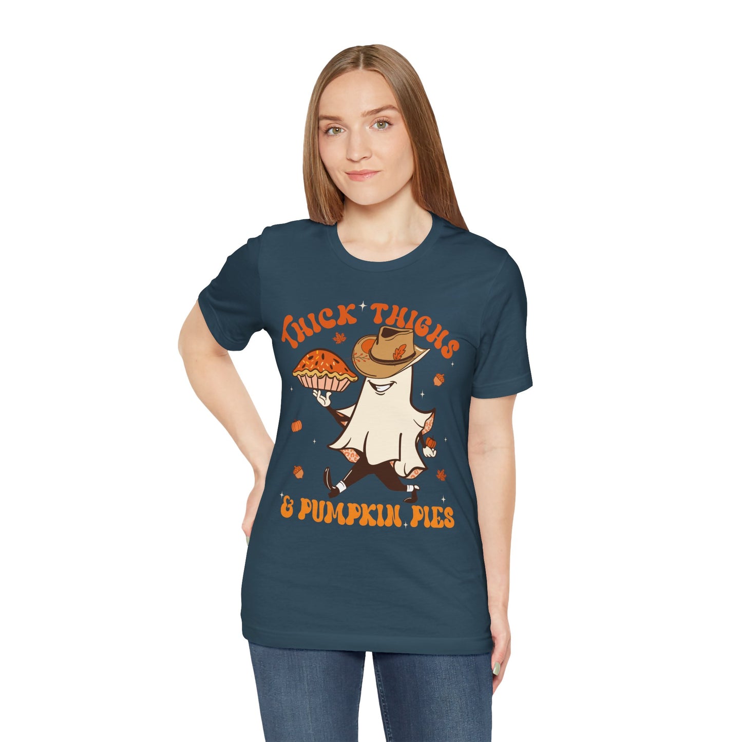 Thick Thighs Pumpkin Pies Shirt – Funny Howdy Ghost Western Halloween Tee