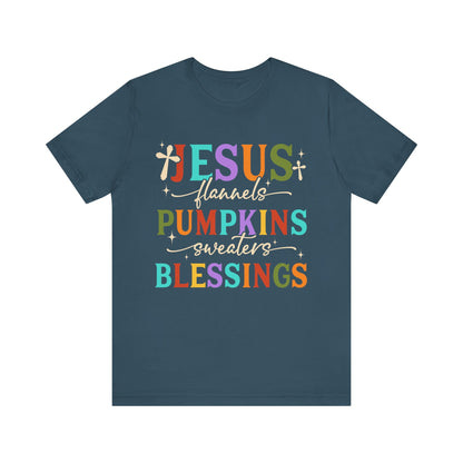Jesus Flannels Pumpkins & Blessings Shirt – Christian Fall Thanksgiving Tee