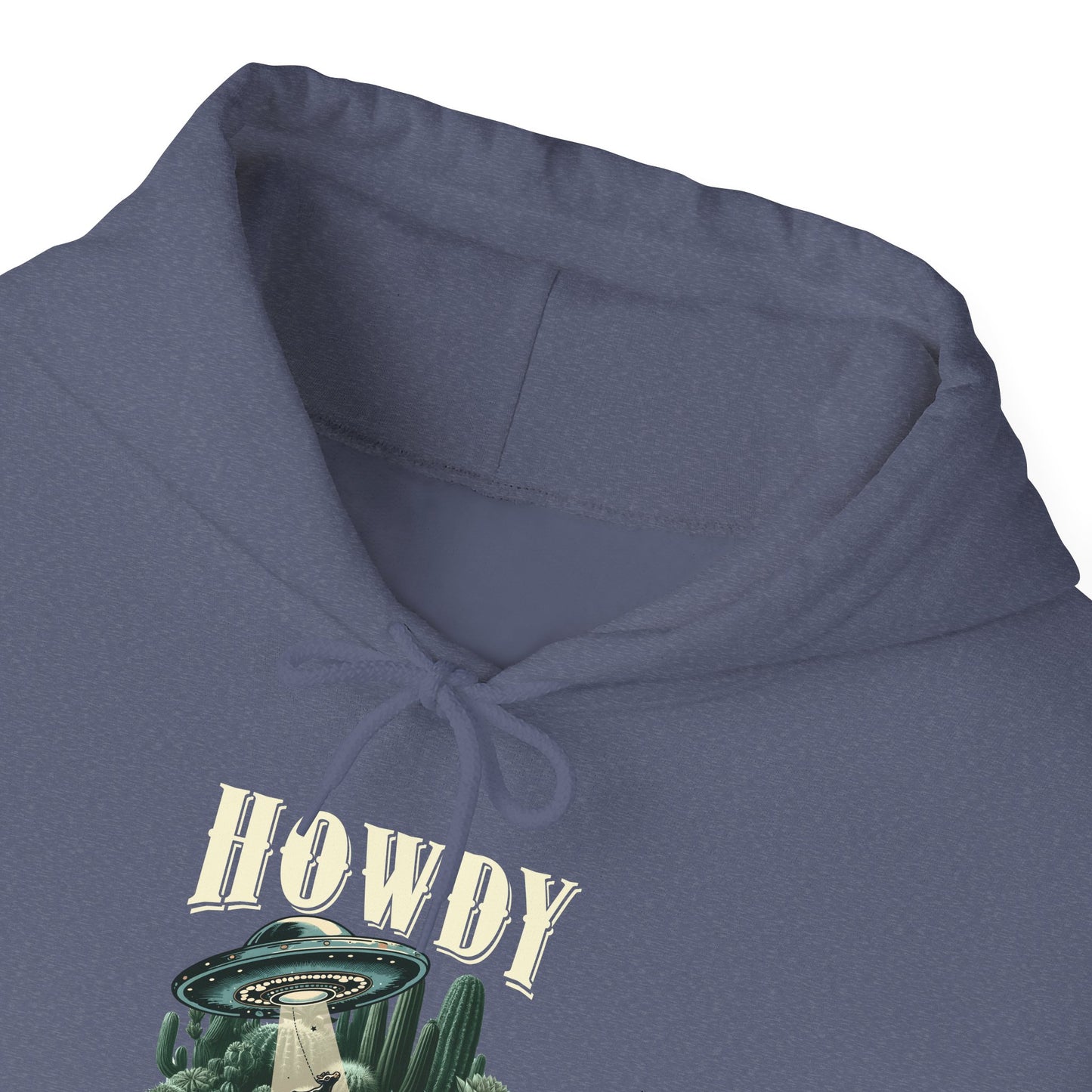 Howdy Cow Abduction Hoodie – Western UFO Rodeo Cactus Desert Texas Pullover