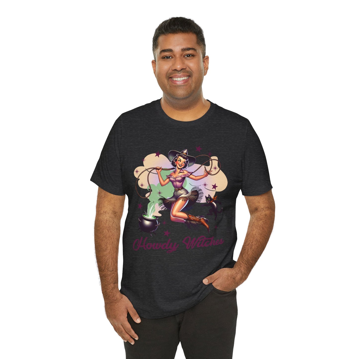 Howdy Witches Cowgirl Halloween Rodeo Western Black Cat T-Shirt