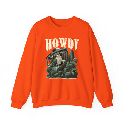 Howdy Cow Abduction Sweatshirt – Western UFO Rodeo Cactus Texas Pullover