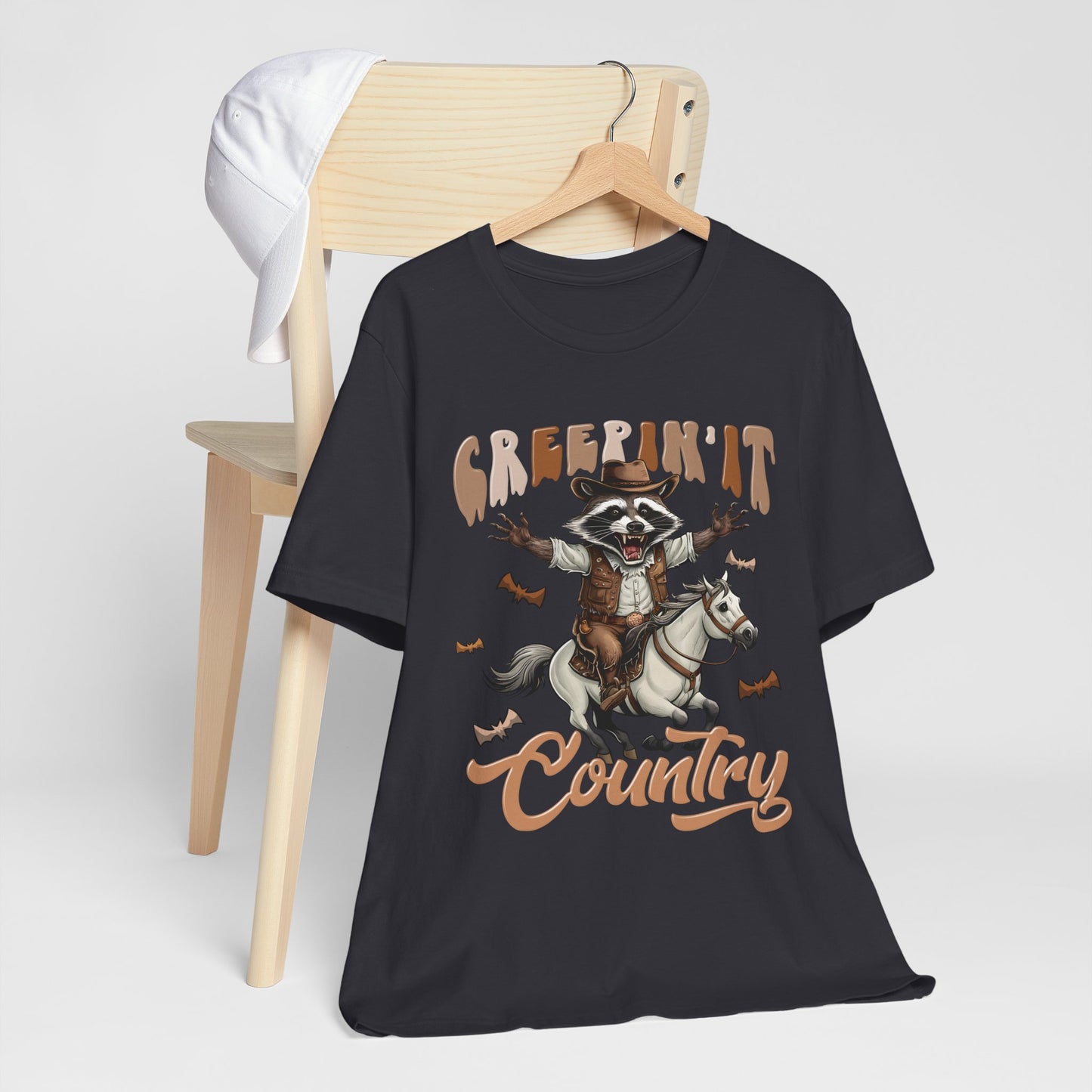 Creepin It Country Creepy Raccoon Halloween Horse Ride Howdy T-Shirt