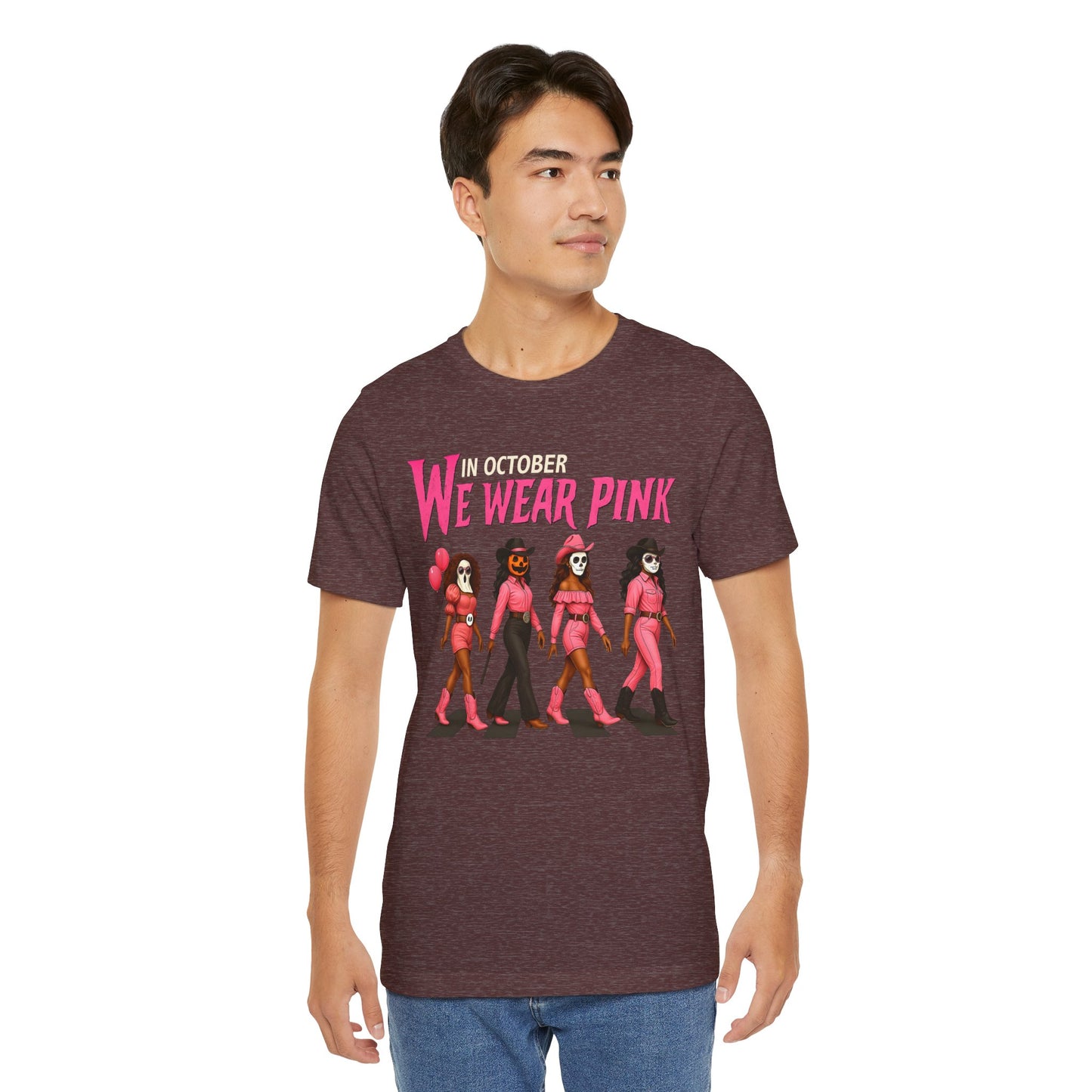 In October We Wear Pink Shirt – Spooky Cowgirl Western Halloween Tee