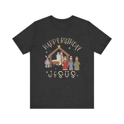 Nativity Happy Birthday Jesus Shirt – Christian Faith-Filled Christmas Tee