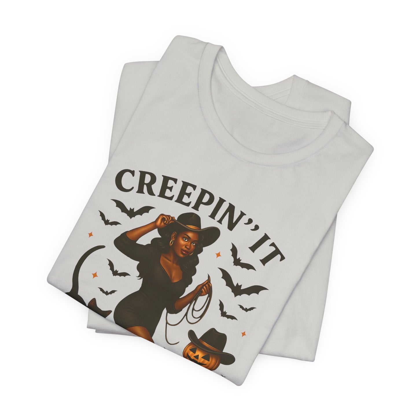 Creepin’ It Country Shirt – Spooky Cowgirl Pumpkin Western Halloween Tee
