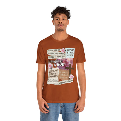 Daughter of God Shirt – Christian Floral Bible Verse Encouraging Faith Tee for Women