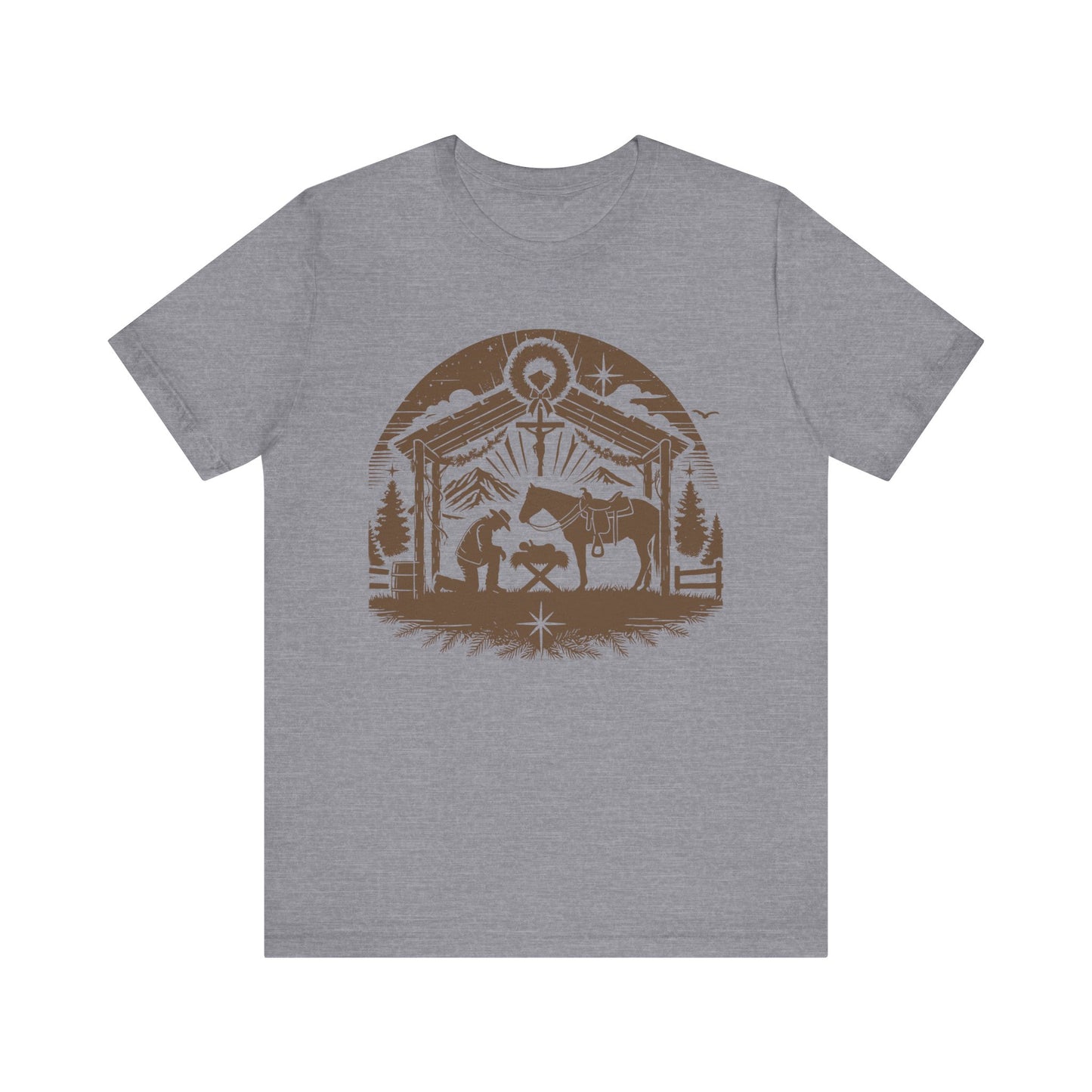 Praying Cowboy Christmas Shirt – Western Nativity Christian Holiday Tee