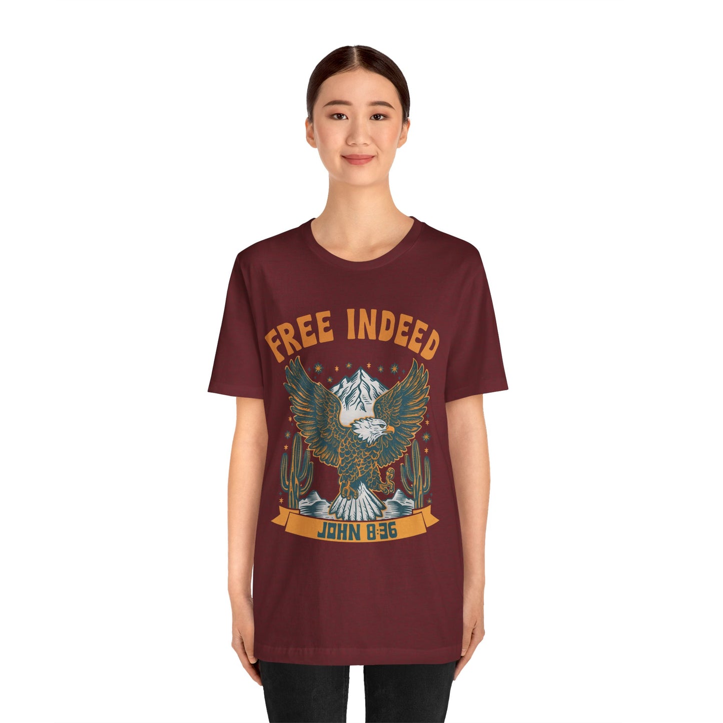 Free Indeed Shirt – Vintage John 8:36 Christian Eagle Bible Prayer Tee