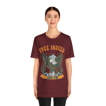 Free Indeed Shirt – Vintage John 8:36 Christian Eagle Bible Prayer Tee