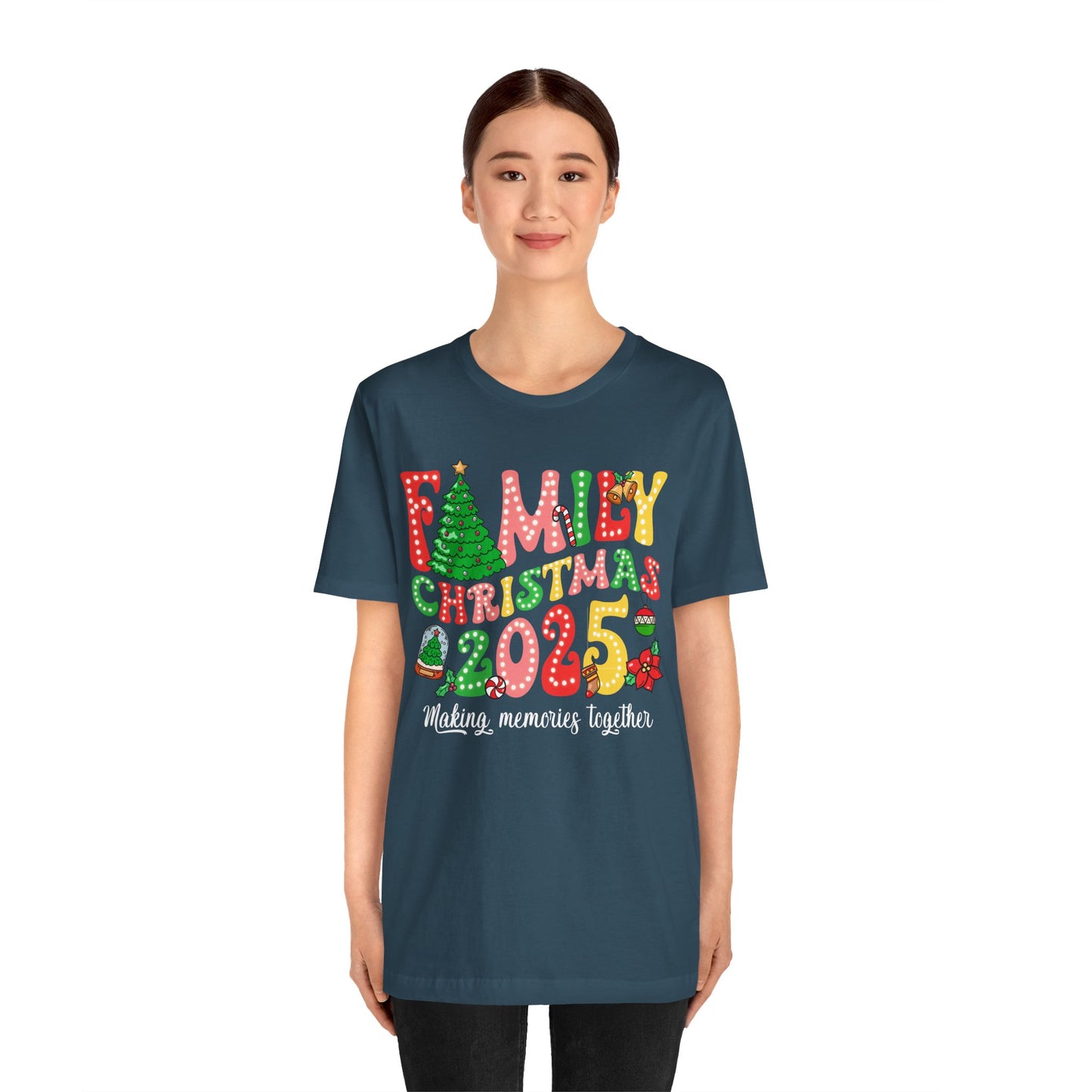 Family Christmas 2025 Shirt – Retro Groovy Xmas Lights Matching Holiday Tee