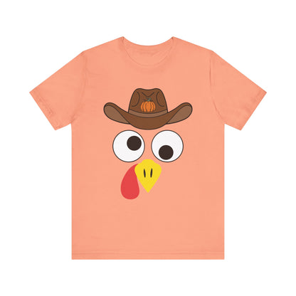 Thanksgiving Couples Turkey Face Shirt – Funny Cowboy & Cowgirl Matching Tee