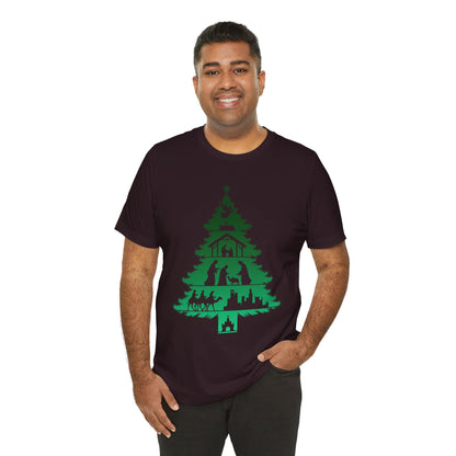 Nativity Christmas Tree Shirt – Christian Faith Holiday Pajama Top Tee