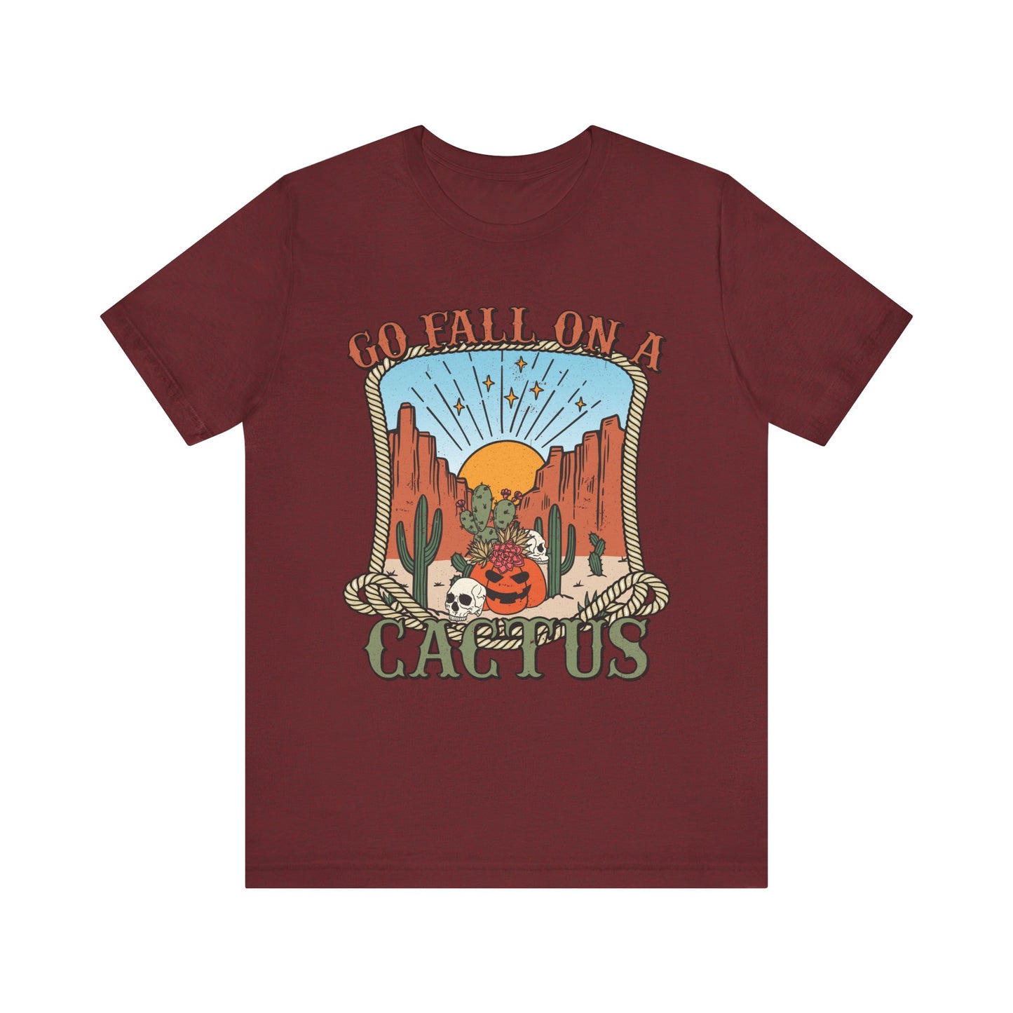Go Fall On A Cactus Shirt Funny Western Pumpkin Halloween Howdy Tee