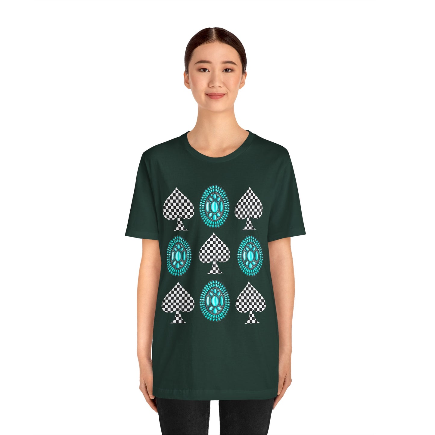 Western Turquoise Stone Shirt – Gemstone Playing Card Texas Rodeo Tee