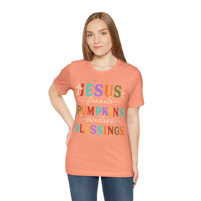 Jesus Flannels Pumpkins & Blessings Shirt – Christian Fall Thanksgiving Tee