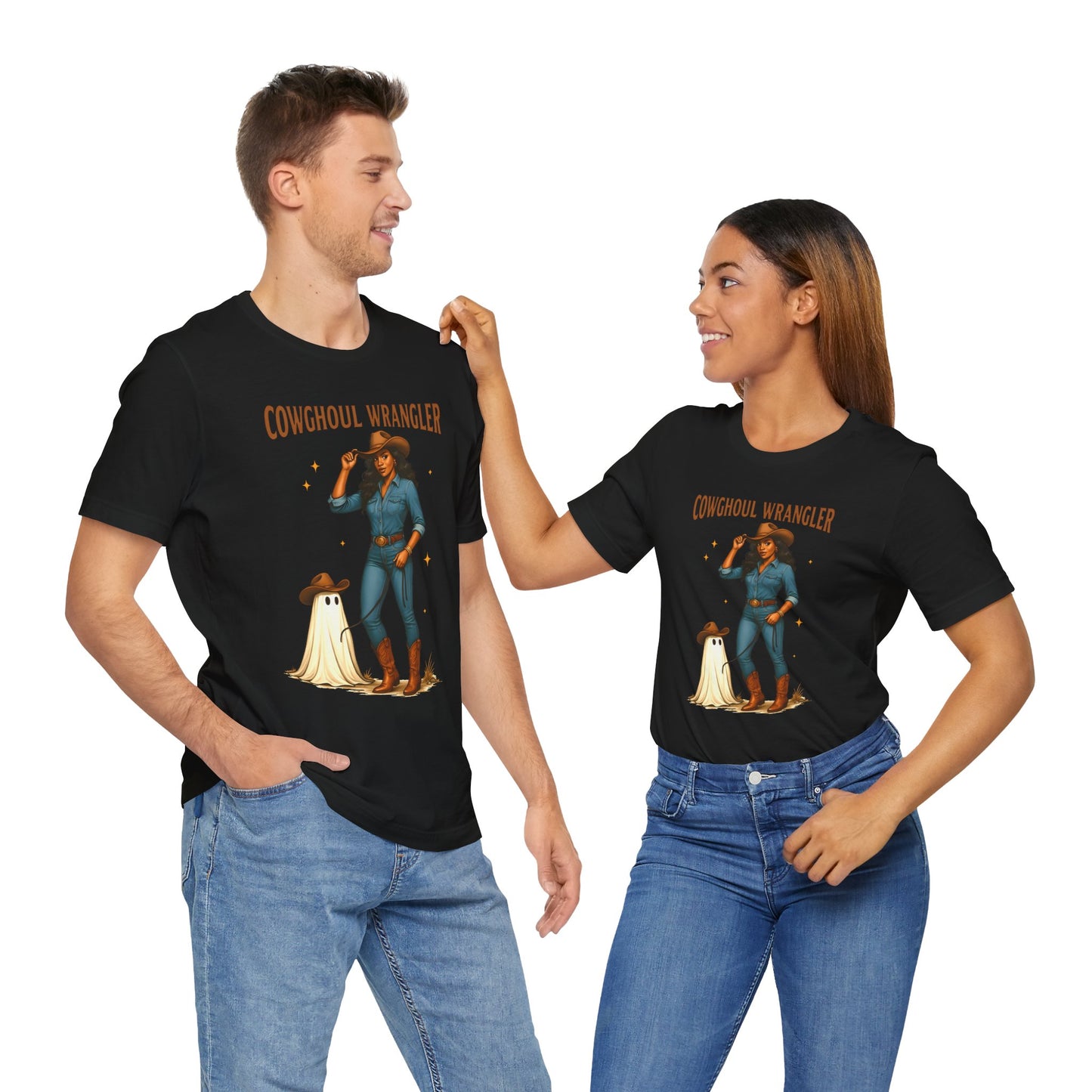 Cowghoul Wrangler Shirt Western Cowgirl Cowboy Ghost Halloween Tee, Spooky Rodeo Fall Outfit
