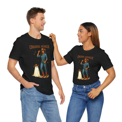Cowghoul Wrangler Shirt Western Cowgirl Cowboy Ghost Halloween Tee, Spooky Rodeo Fall Outfit