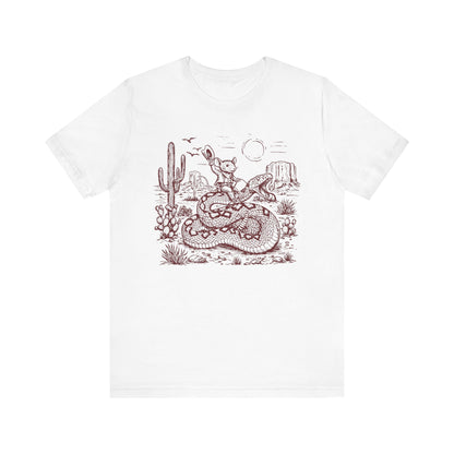 Cowboy Mouse Riding Rattlesnake Shirt – Funny Wild West Rodeo Tee