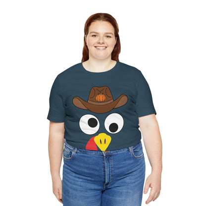 Thanksgiving Couples Turkey Face Shirt – Funny Cowboy & Cowgirl Matching Tee