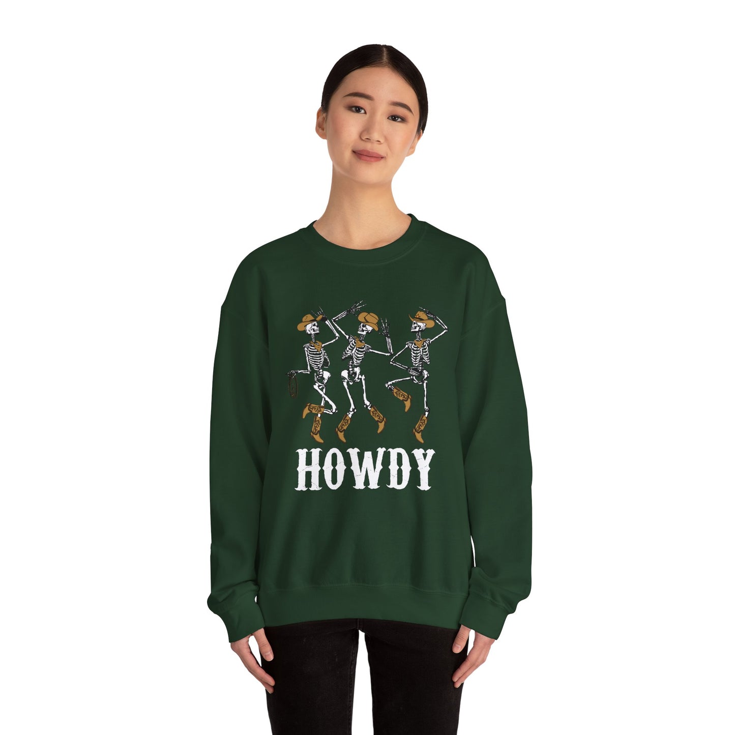 Howdy Cowboy Skeleton Sweatshirt – Western Dancing Boots Horse Pullover