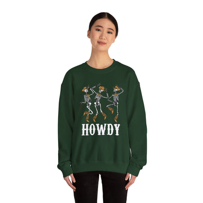Howdy Cowboy Skeleton Sweatshirt – Western Dancing Boots Horse Pullover