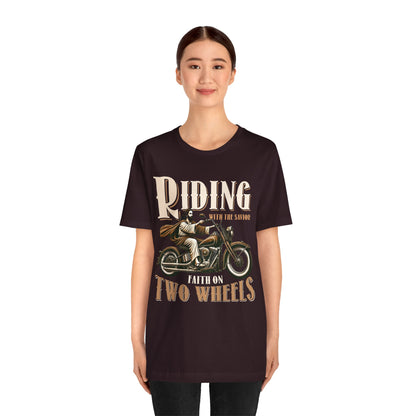 Riding With the Savior Shirt – Christian Biker Motorcycle Faith Graphic Tee