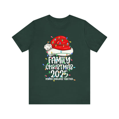 Family Christmas 2025 Shirt – Santa Hat & String Lights Matching Holiday Tee
