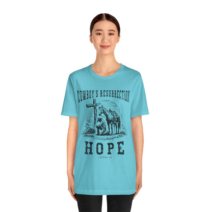 Cowboy’s Resurrection Hope Shirt – Christian Cross Western Rodeo Tee