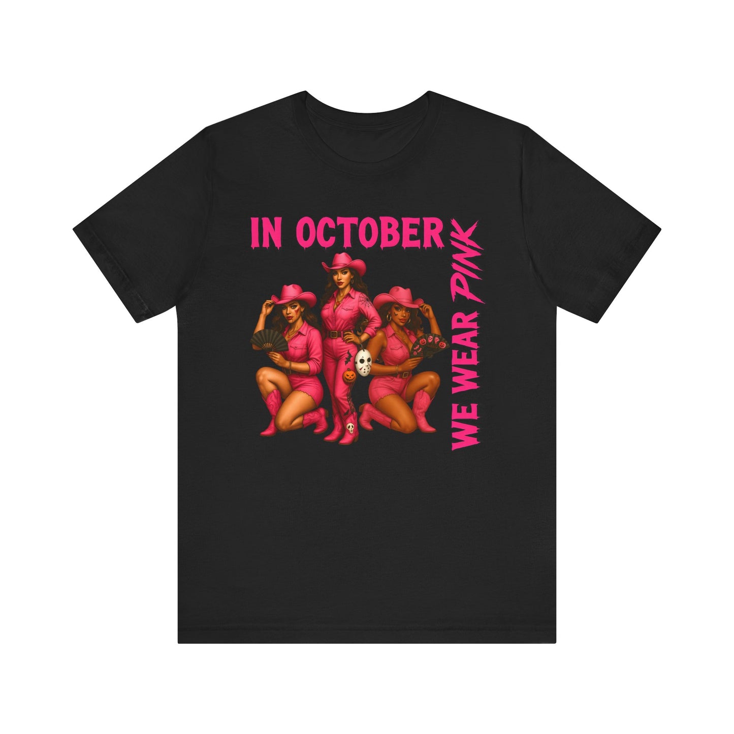 In October We Wear Pink Shirt – Western Cowgirl Breast Cancer Awareness Tee