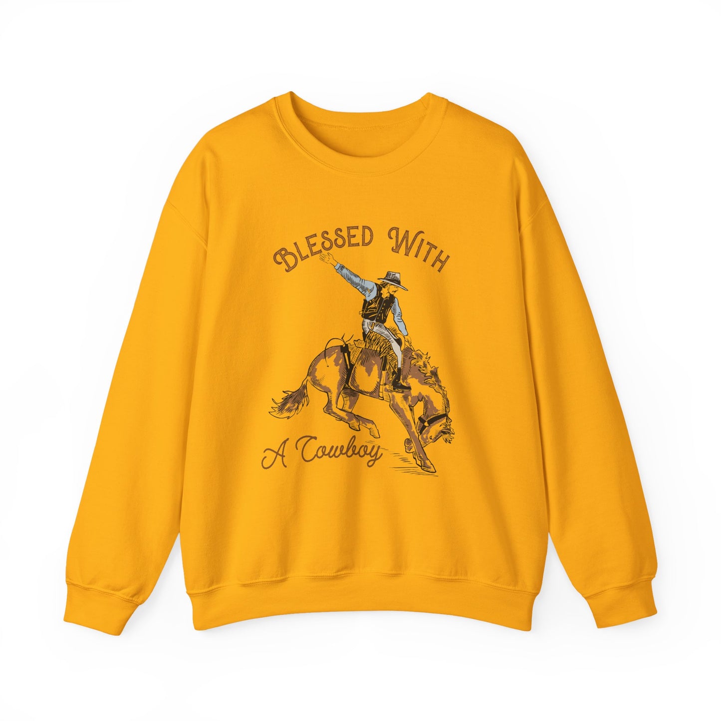 Blessed with a Cowboy Sweatshirt – Retro Christian Western Rodeo Pullover