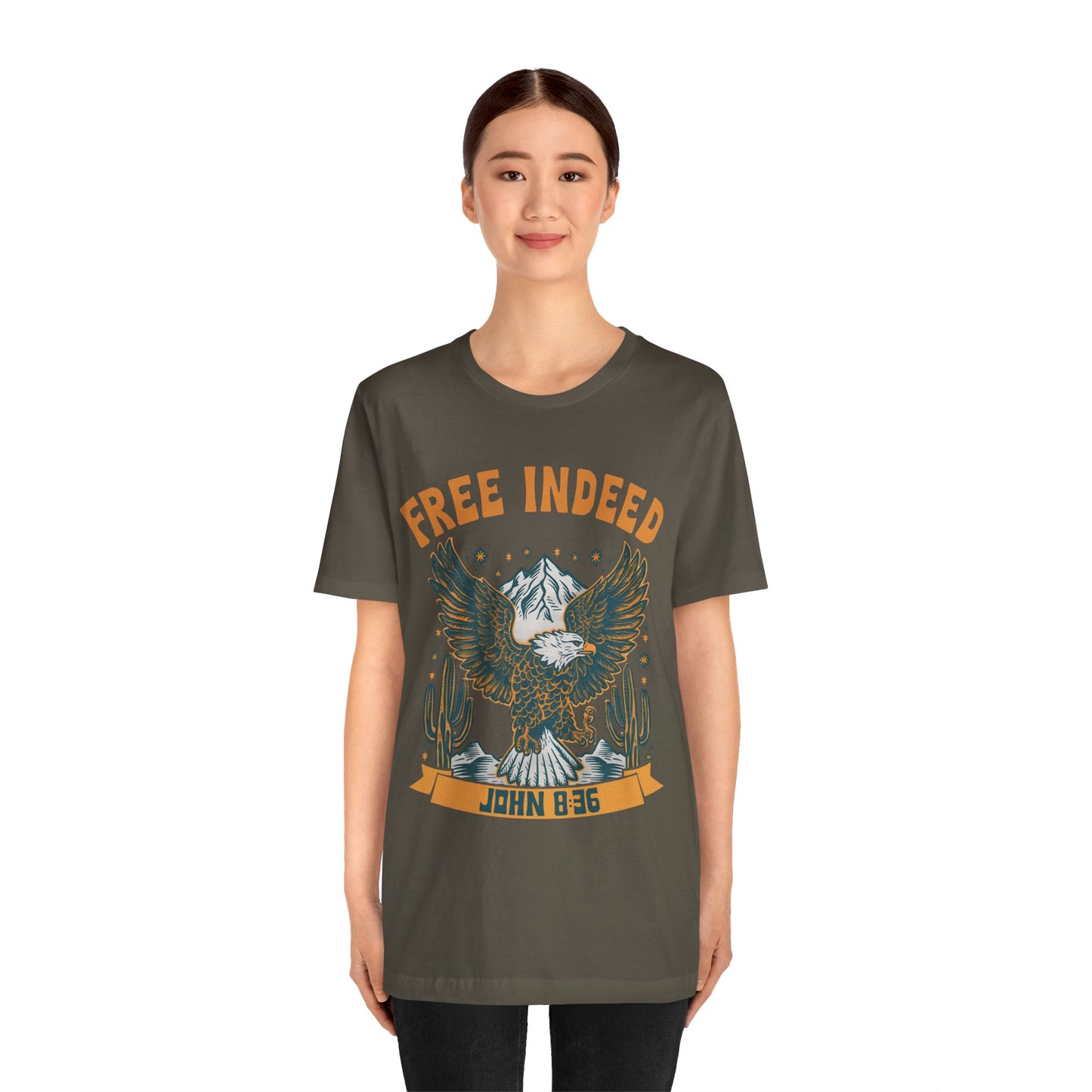 Free Indeed Shirt – Vintage John 8:36 Christian Eagle Bible Prayer Tee