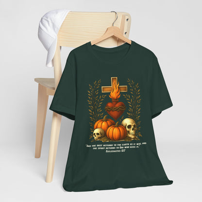Sacred Heart Halloween Shirt – Jesus Skulls Pumpkins Christian Cross Tee