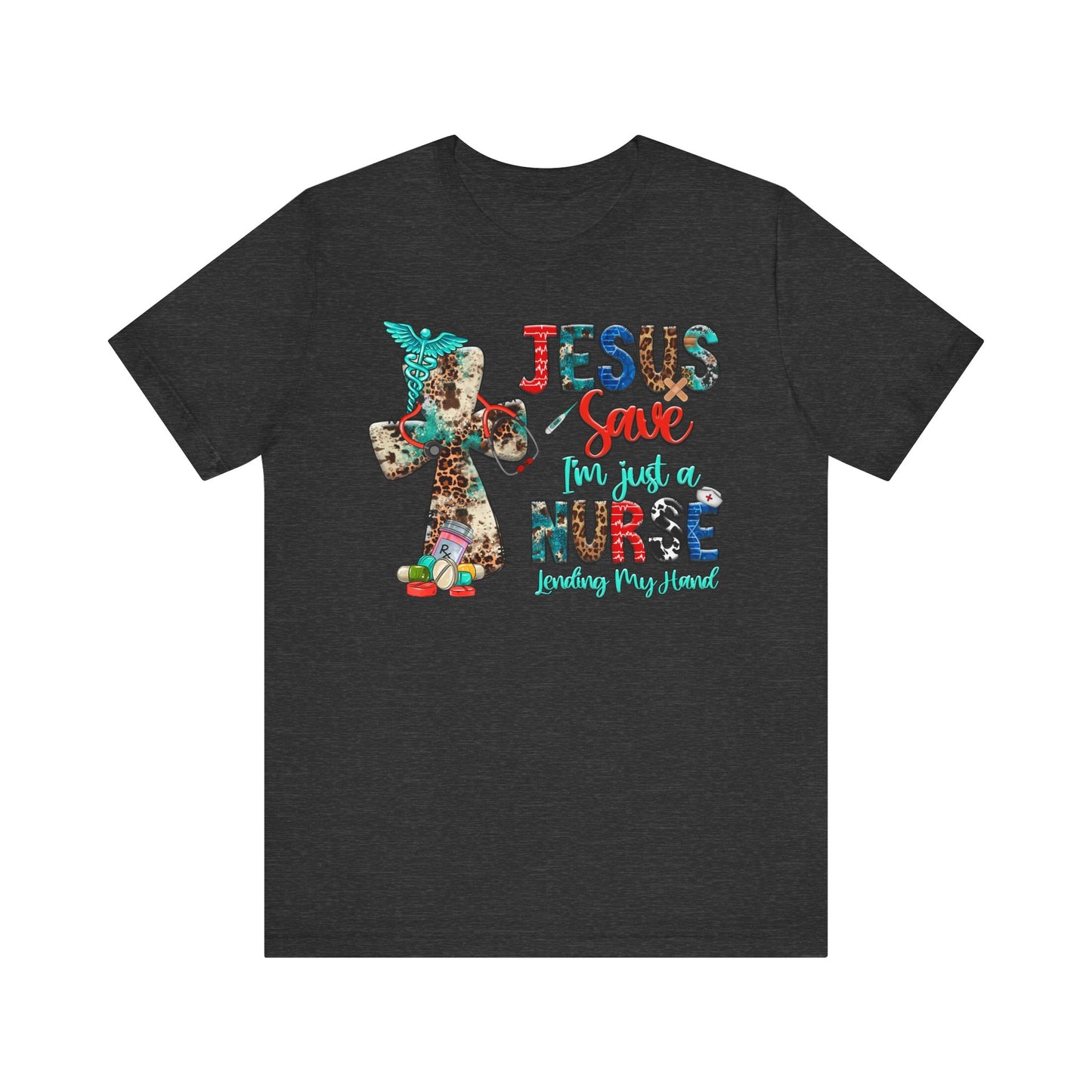 Jesus Save I’m Just a Nurse Shirt – Christian Leopard Print Western Faith Nurse Tee