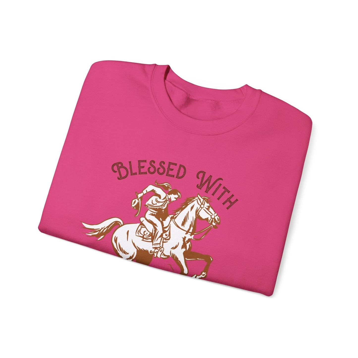 Blessed with a Cowgirl Sweatshirt – Retro Christian Western Rodeo Pullover