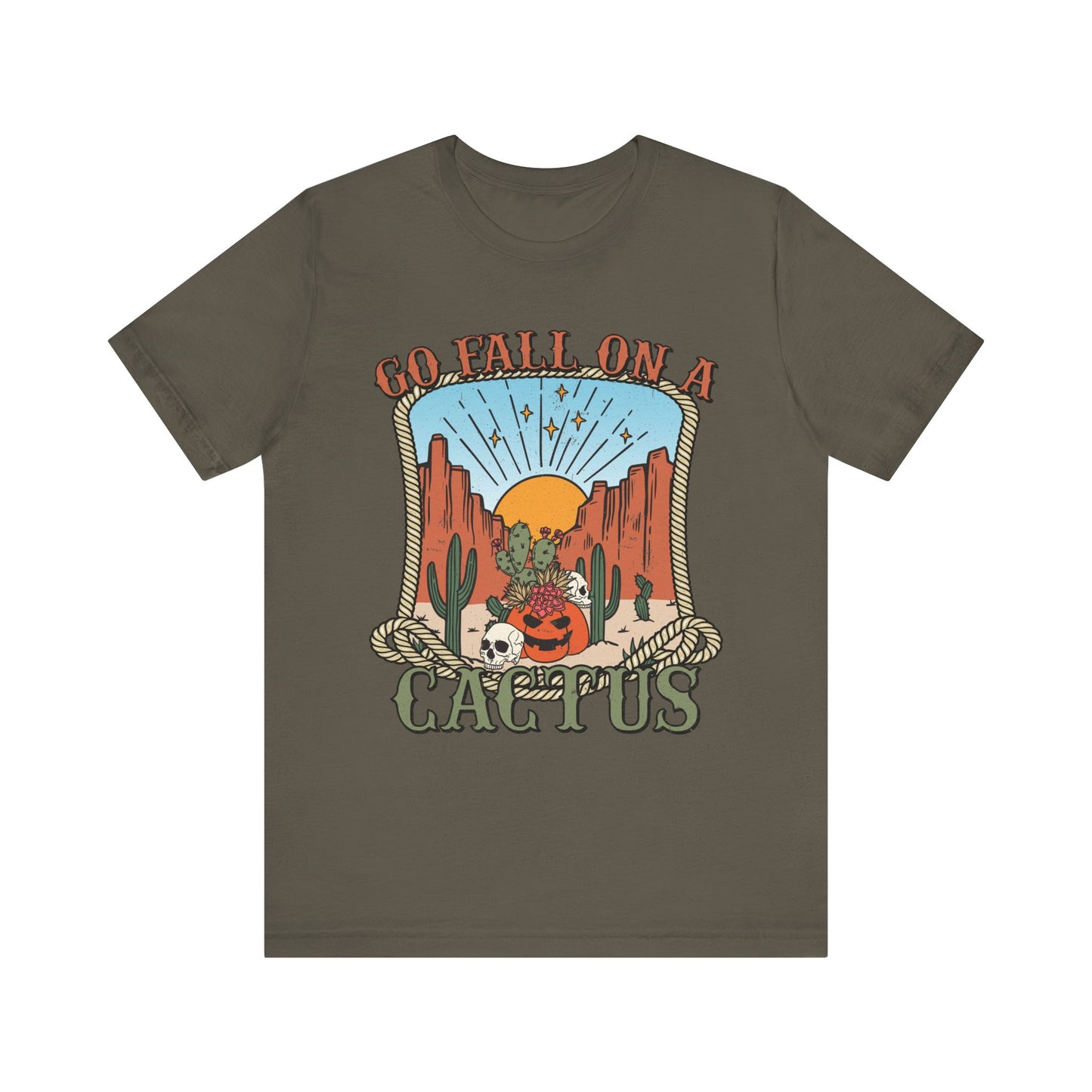 Go Fall On A Cactus Shirt Funny Western Pumpkin Halloween Howdy Tee