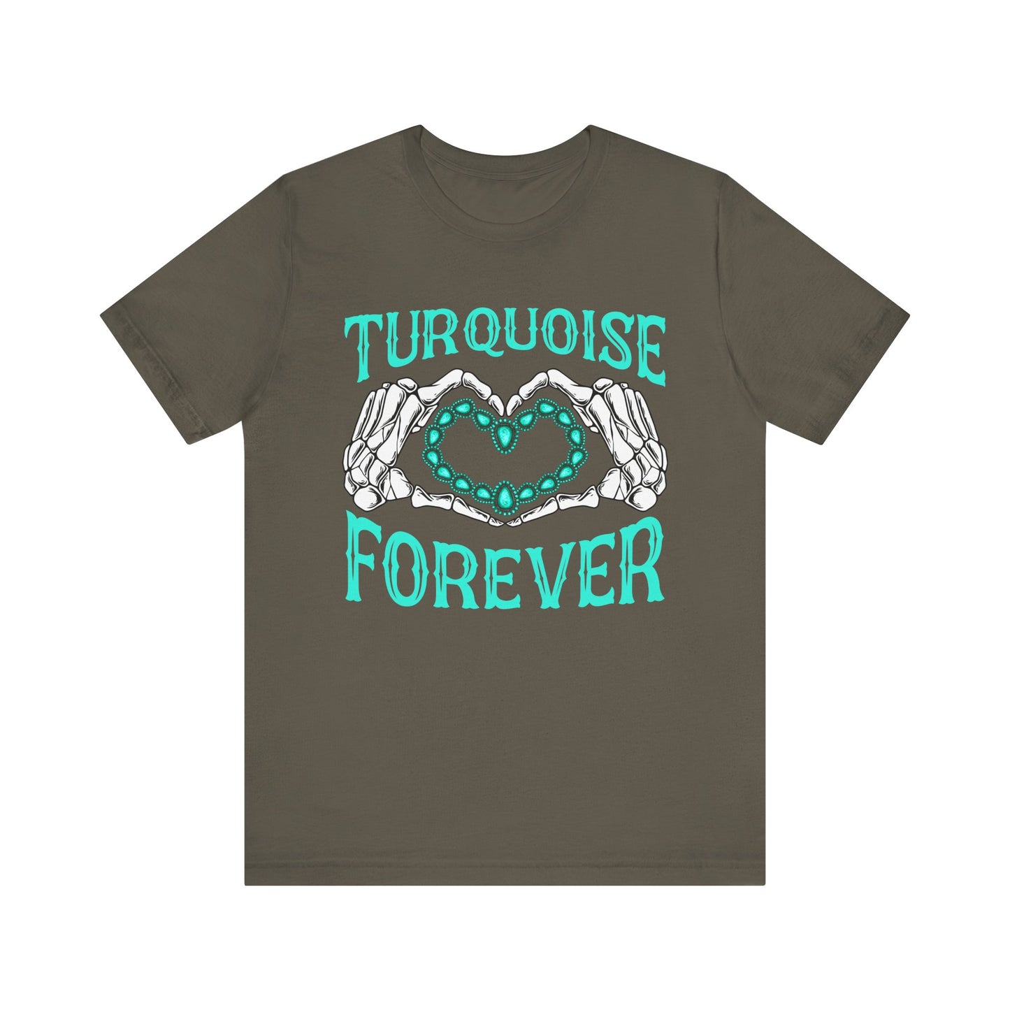 Western Turquoise Forever Shirt – Gemstone Skeleton Hand Heart Rodeo Tee